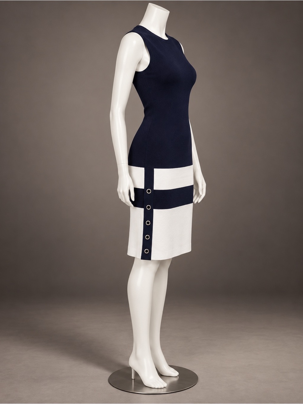 NWOT Tommy Hilfiger Navy and White Sleeveless Knit Sheath Dress small S